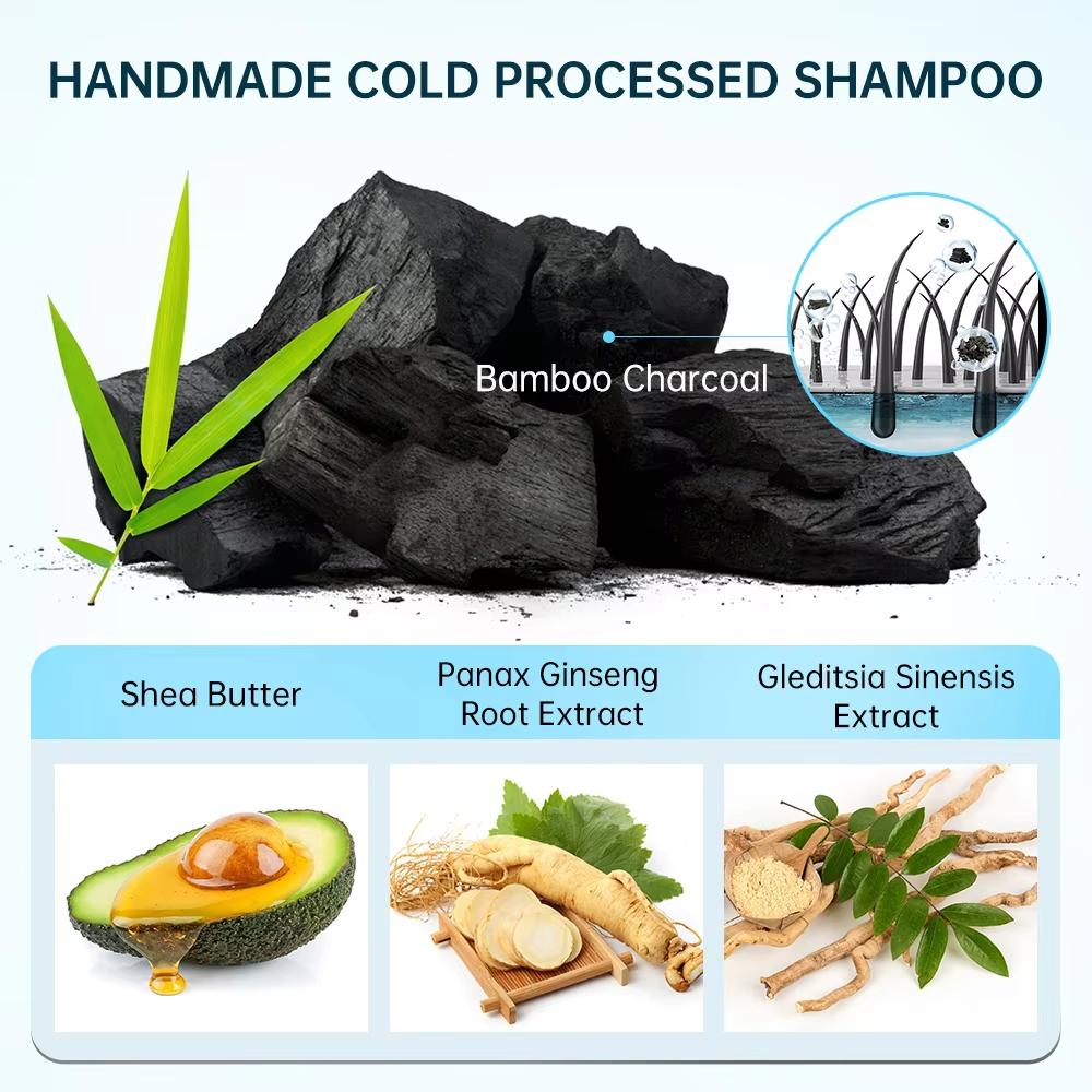 PURC Graue, weiße Haarfarbe, Färbebehandlung, Bambuskohle, saubere Detox-Seifenstange, schwarzes Haarshampoo, Behandlung für glänzendes Haar und Kopfhaut