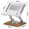 J27 Adjustable Tablets Laptops Cooling Stand Riser Wooden Base Metal Rotating Foldable Desktop Bracket