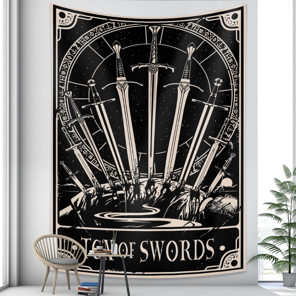 Tarot Psychedelic Scene Art Tapestry Occult Witchcraft Divination Wall Hanging Hippie Boho Decor Bedroom Home Decor