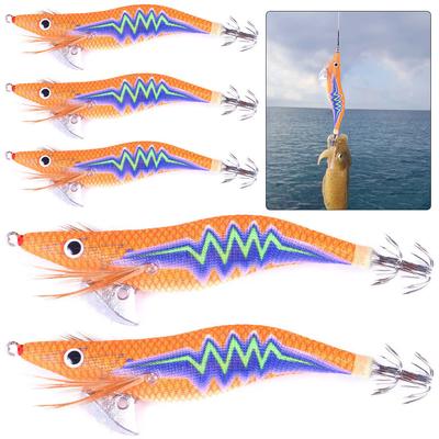 C# 5Pcs Squid Jig Hooks Wood Shrimp Squid Lures Fishing Lures for Fishing (Style