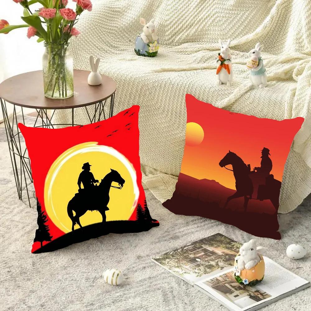 Games Red D-Dead R-Redemption 2 Pillow Case Square Pillow Bedroom Sofa Leisure Comfort Cushion Living Room Home Decoration 40X40