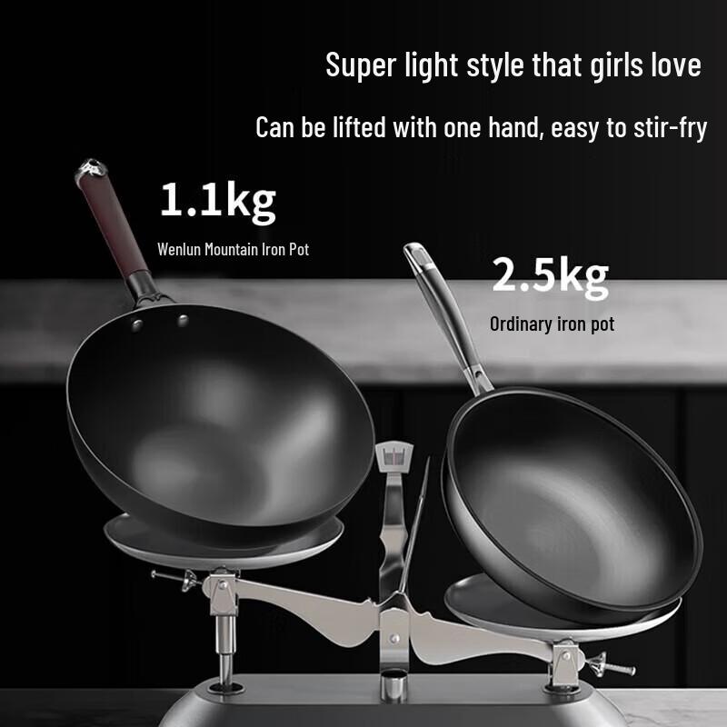 Wenlun Mountain 32cm Non-stick Cast Iron Wok