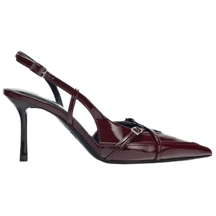 Zara Fashionable Minimalist Stiletto High Heels 8Cm Women high heels Burgundy 3254610624