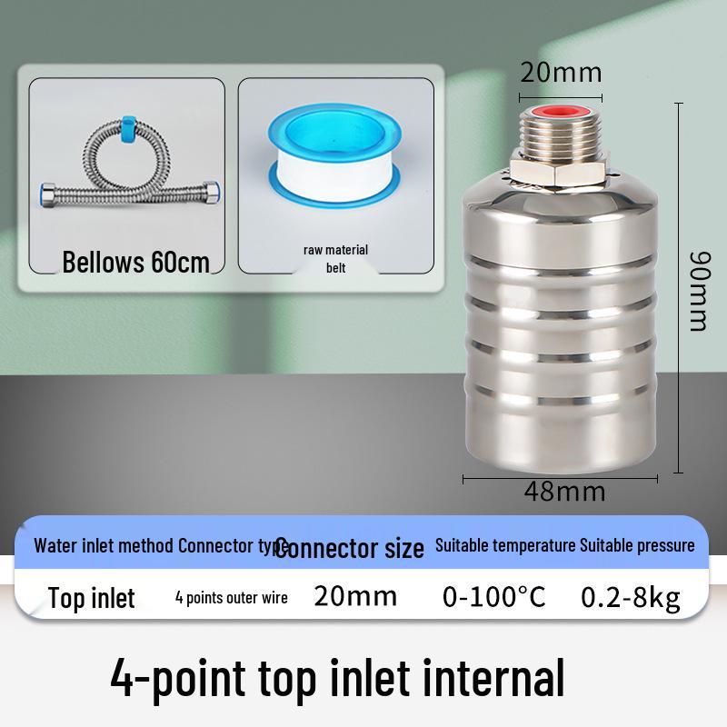 Crossing Mile Stainless Steel Automatic Water Level Controller - Large Flow Float Valve for Cooling Towers & Kitchen Water Tanks