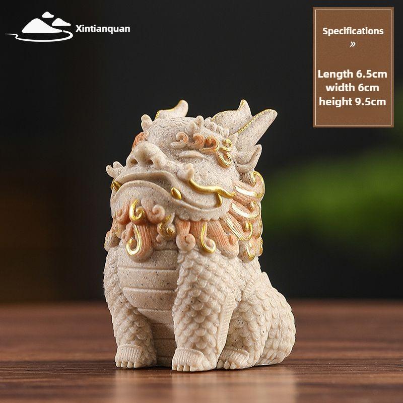 Sand Rock Fortunate Table Decoration God of Wealth Office Desktop Ornament Pure Handmade National Tide Lovely Decoration Kylin