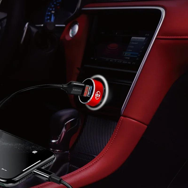 Autoladegerät 2 USB-Anschlüsse Schnellladung Digitalanzeige Autozubehör für Toyota GR TRD Fortuner Chr Verso Prius Hiace Yaris Trd Camry