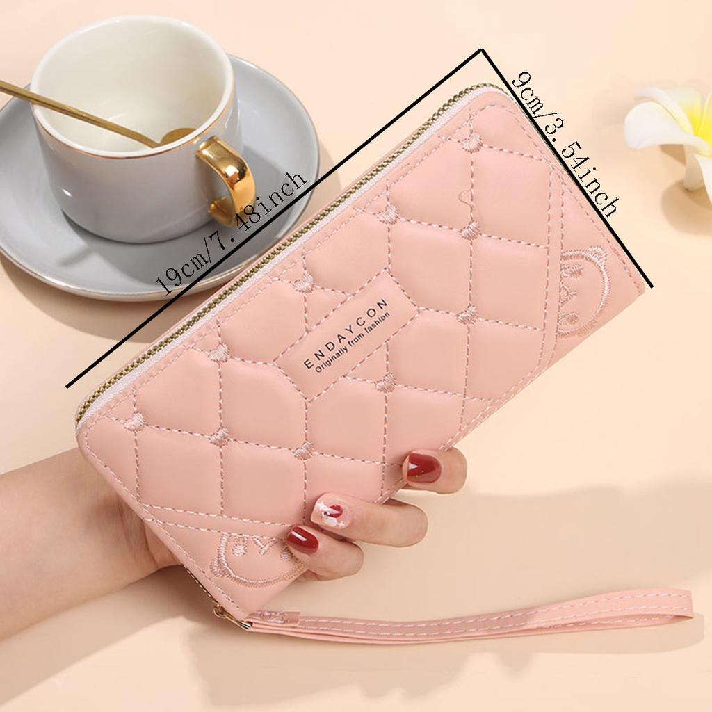 Ladies Long Pure Color Wallet Card Holder High-End Feelings Cross-Border Zipper Clutch Handbag