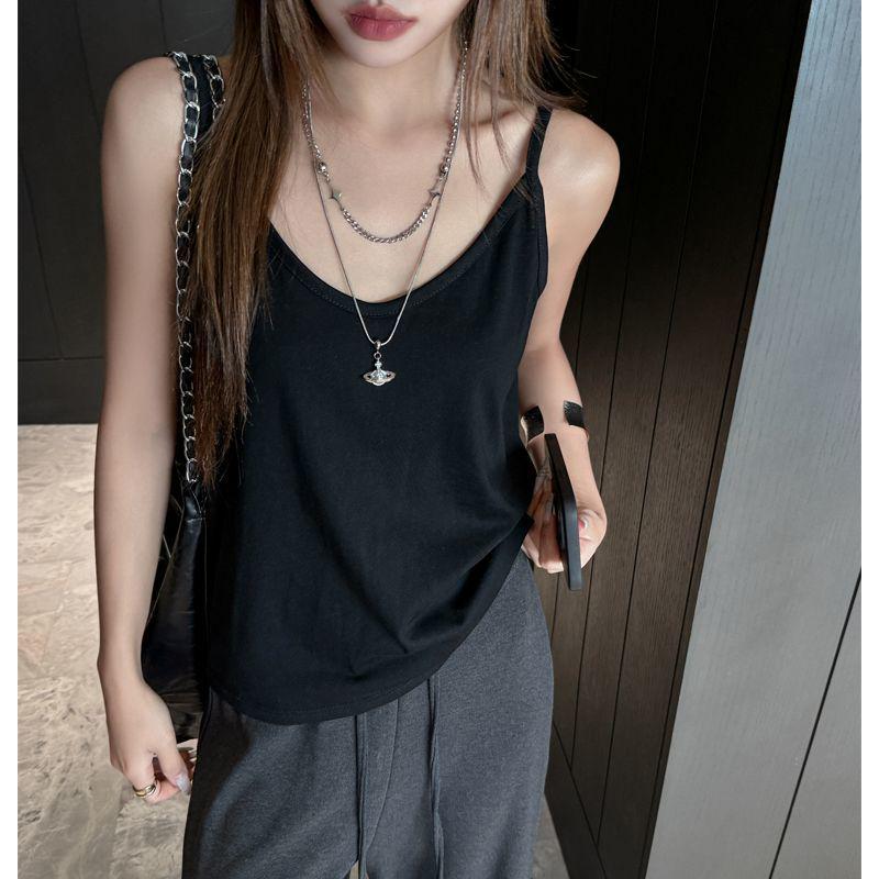 

Women s Summer Snowflake Cotton Spaghetti Strap Vest: Flaw-Hiding, Slim-Looking, Sleeveless Casual Top S for 70-95 jin