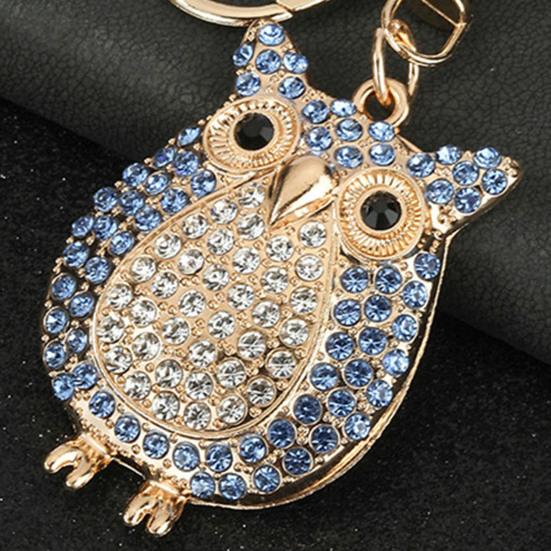 Rhinestones Owl Keychain Exquisite Owl Crystal Keychain with Rotating Lobster Clasp Elegant Bag Charms