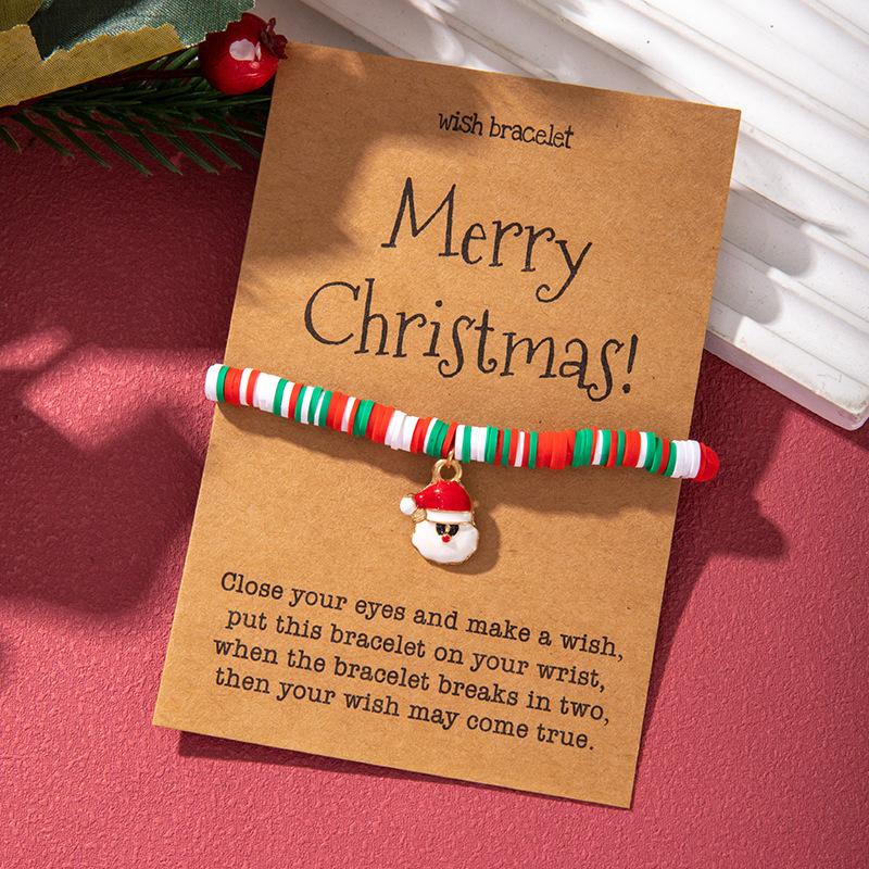 European and American Christmas popular soft pottery bracelet, elk snowman Christmas tree alloy pendant, gift jewelry