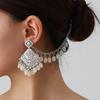Bohemian Exotic Rhinestone Tassel Necklace & Earrings Set In Antiqued Alloy