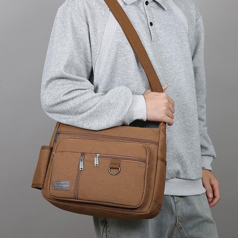 Bolsa Transversal de Lona Vintage para Homens - Bolsa de Ombro Estilosa Tote Mensageiro (Portátil Durável para Viagem e Uso Diário)