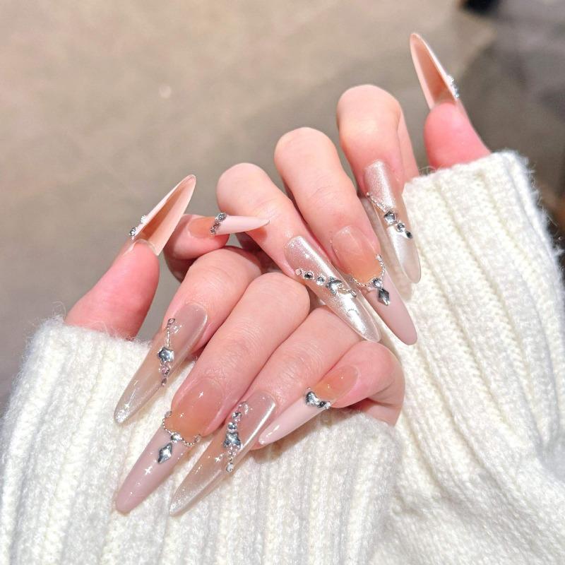 Cat's Eye Wearing Nail Pure Hand-made Nail Piece Fake Nail Wearing Nail Piece Advanced Sense Thin Dog Long