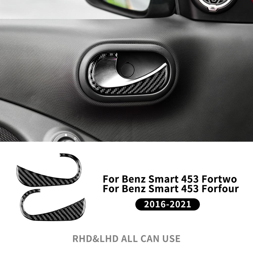 Real Soft Carbon Fiber Cover Trim Sticker For Mercedes Benz Smart 453 Fortwo Forfour 2016-2025 2025 2025 Car Door Inner Handle