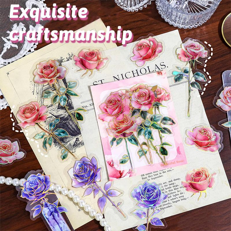 40Pcs Flower Stickers Waterproof Floral Vinyl Stickers Natural Flower Stickers for Scrapbooking Vintage Craft Sticker