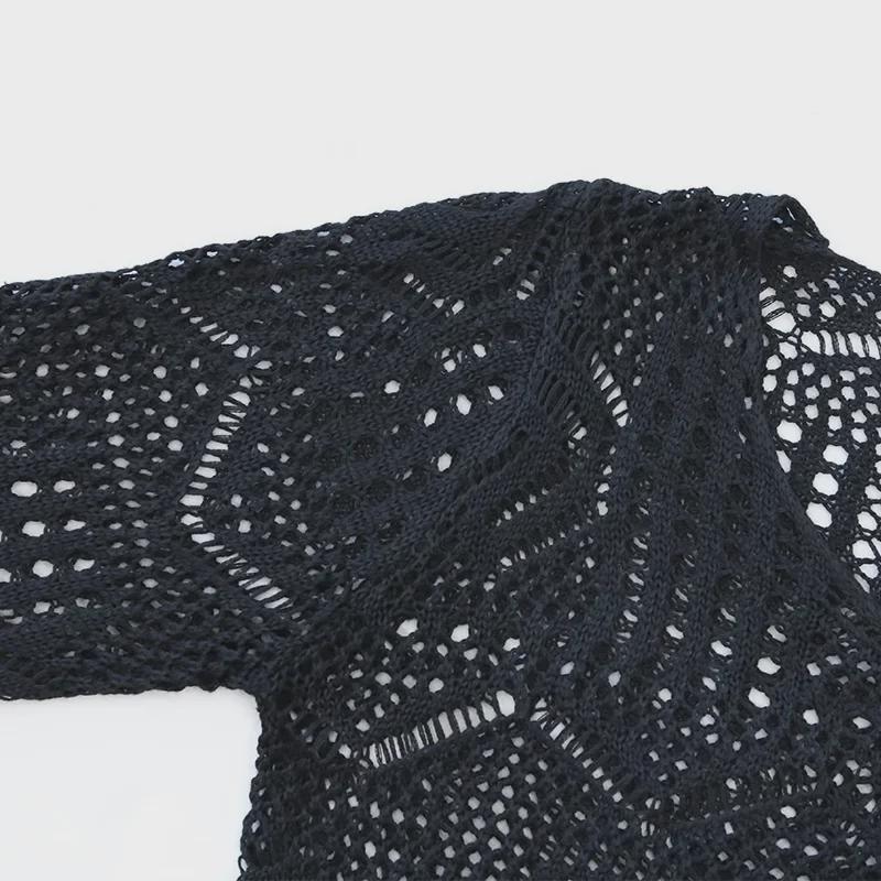 2024 Exklusives weißes Strandkleid aus Hohlspitze, gestrickt – Rundhalsausschnitt, sexy Blusenrock