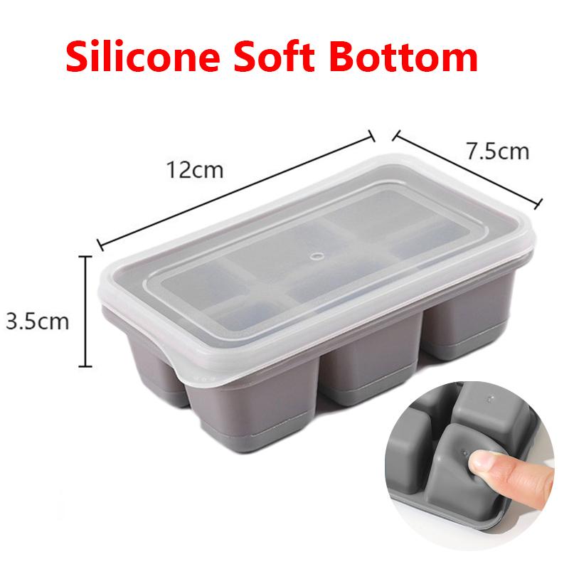 6 Grids Ice Tray Mold Food Grade Soft Silicone Ice Cube Mould Ice Cream Ice Blocks Makers DIY Homemade Cold Drink Kitchen Tools