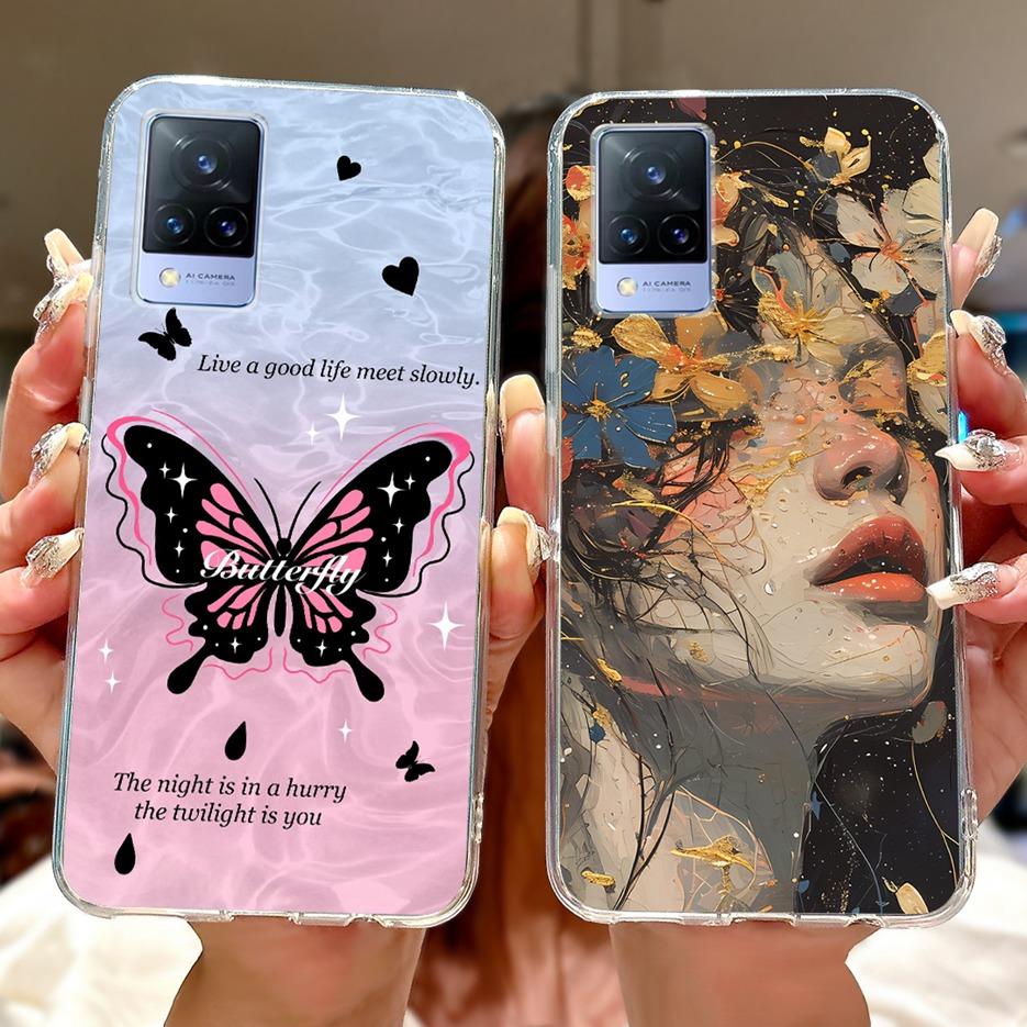 For Vivo V21e Case V2061 Cute Cat Lion Painted Cover Soft Silicone Phone Cases For Vivo V21 V2066 V2108 V 21 VivoV21 E 4G Fundas
