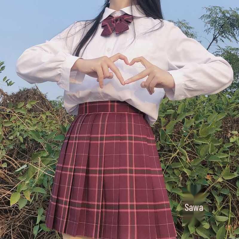 Japanese Academy Style JK Uniform Set - Long/Short Sleeve, Pleated Skirt for Female Students