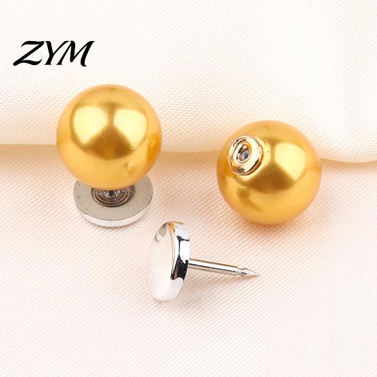Quick Fix Buttons for Sewing 5Pcs Fake Pearl Clothing, Removable Decorative Brooch Pins, No Clothing Sew Safety Pins Shirt Neckline Embellishment,