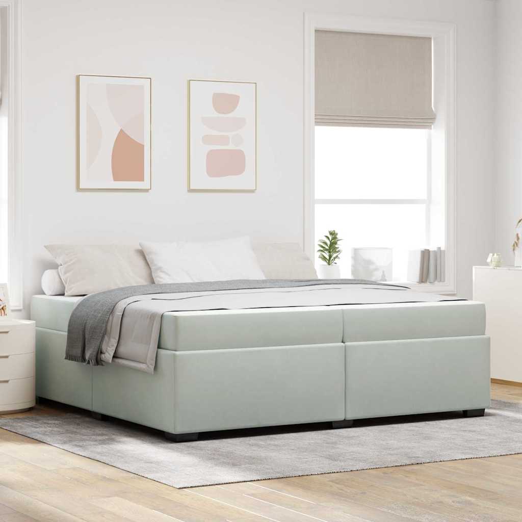 Upholstered Bed Frame with Mattress Light Grey 200 X 200 Cm Fabric