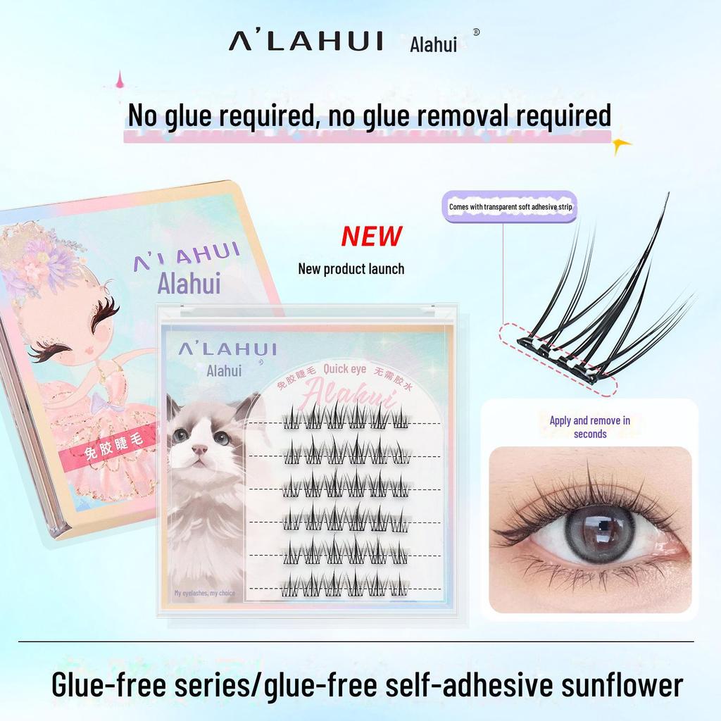 Alahui Glue-Free Sunflower False Eyelashes: 36 Natural Clusters for Beginners