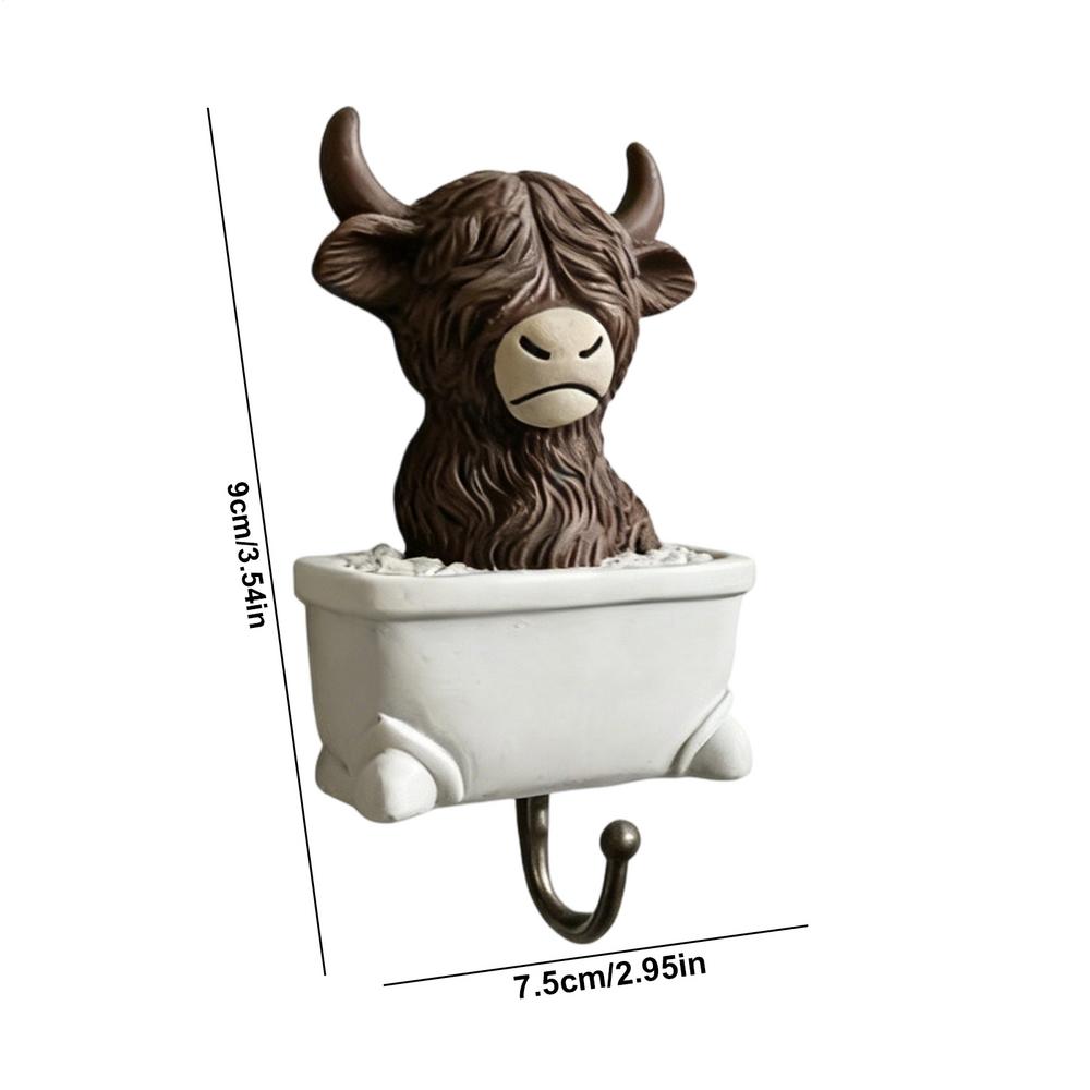 Highland Cow Bathroom Ornament Funny Resin Cow Figurines Bathroom Wall Hooks Towel Hanger Hooks For Home Shower Bedroom