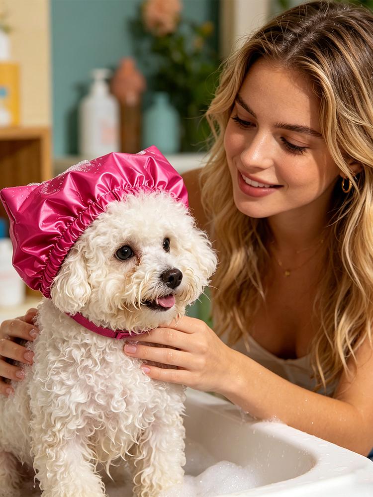 Dog Shower Caps Waterproof Reusable Adjustable Straps Cat Bathing Hat for Kittens Puppies Home Salon Grooming Swimming Pool Pet