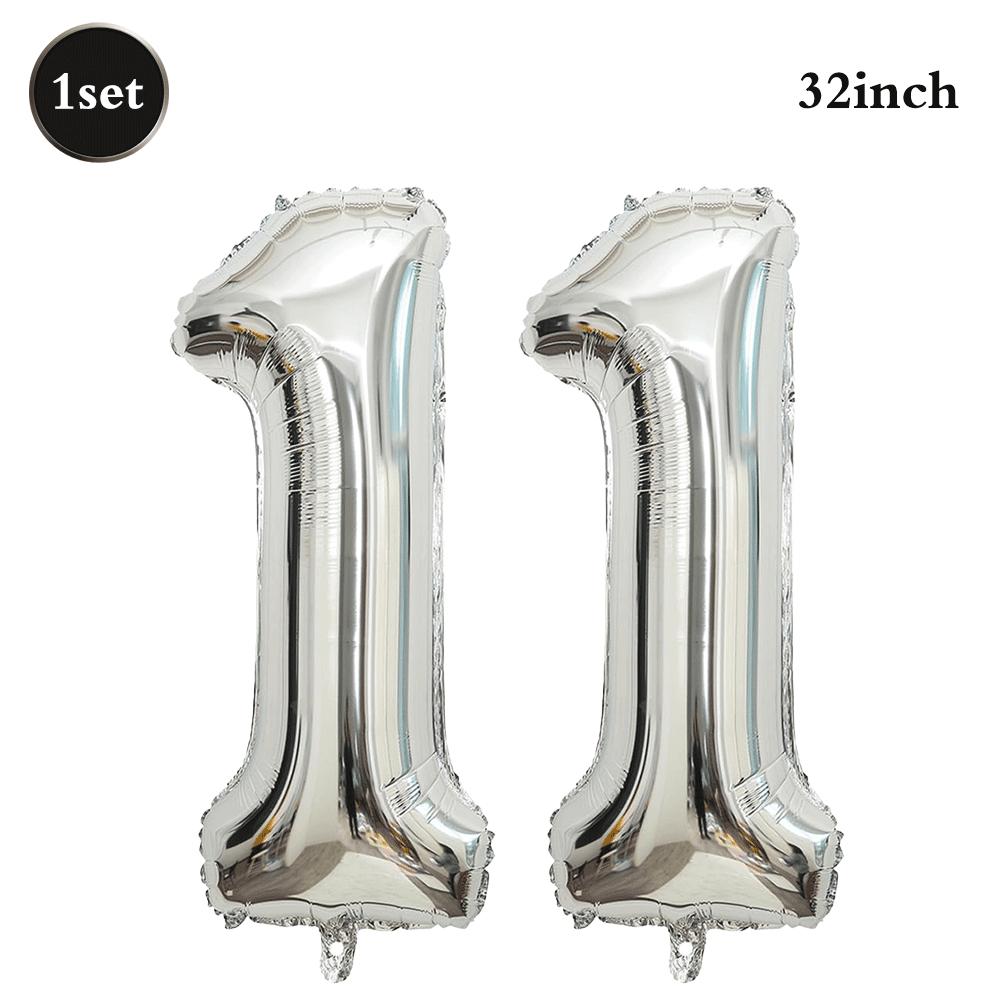 32inch Silver Number Foil Balloons Large Digit 0-9 Helium Globos Happy Birthday Party Decor Wedding Anniversary Graduation 2026