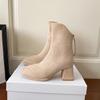Short boots women's autumn and winter new thick heel thin boots square head small bare boots high heel nude elastic boots children