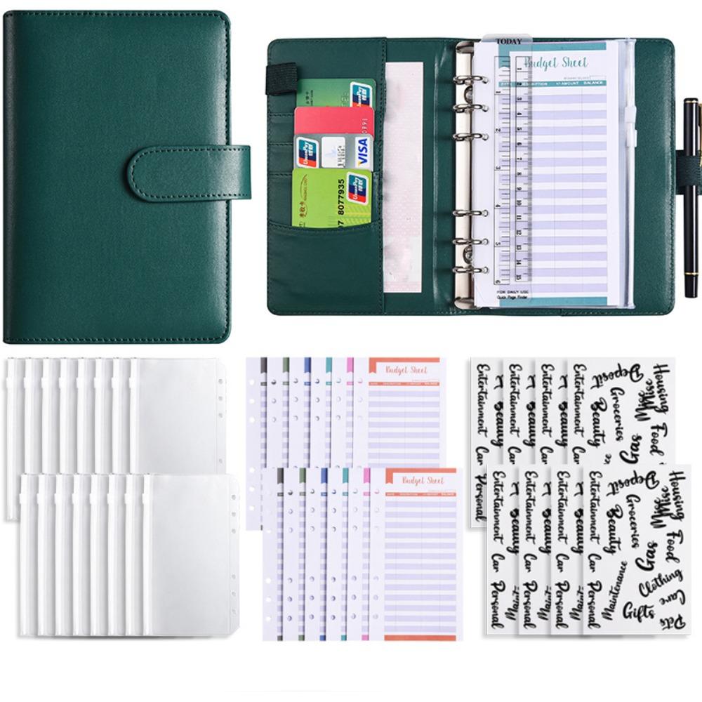 Macaron Color Cash Budget Ledger A6 PU Leather Folder Stickers Loose-leaf Notebook  Business Gifts