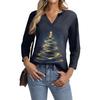 Women's Casual Fashionable Sexy Comfortable V-Neck Christmas Three-Quarter Sleeve Top
