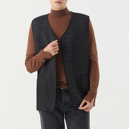 Men Waistcoat V-Neck Sleeveless Single-Breasted Vest Coat Solid Color Velvet Lined Warm Vest Jacket with Pockets