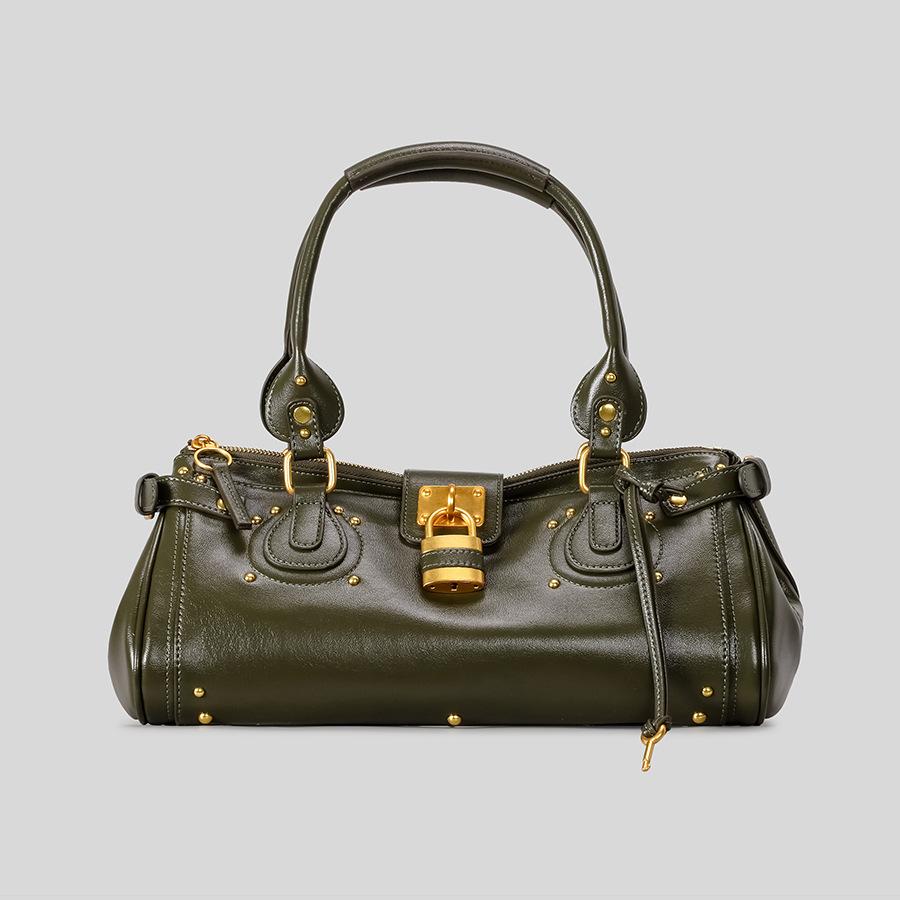 Винтажная винтажная сумка с замком Ручная сумка через плечо 2026 Осень/зима Новая женская сумка-тоут