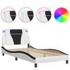 VidaXL Cadre de Lit avec Lumières LED, Lit Rembourré avec Coussin, Lit Simple, Lit Adulte Chambre, Moderne, Blanc Noir 3214007