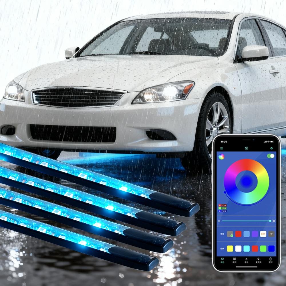 Universal Car Chassis Flexible LED Strip Light Remote /APP Control RGB Neon Light Ambient Atmosphere Lamp Auto Accessories Kit