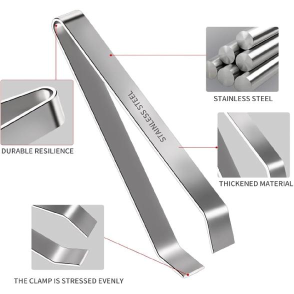 2 Pcs Fish Bone Tweezers, Stainless Steel Flat and Slant Pliers for Removing Meat Hair, Kitchen Salmon Trout