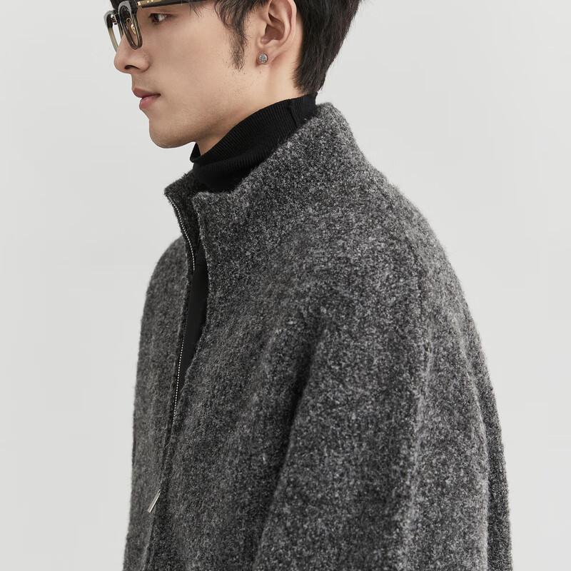 Men's Winter Stand Collar Wool Blend Zipper Cardigan