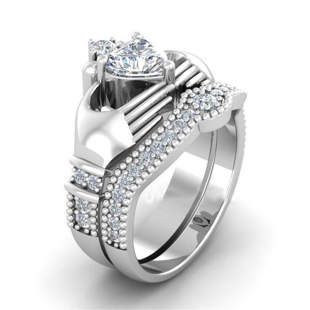 

2 шт. кольцо Claddagh с кубическим цирконом в форме сердца, ирландские классические обручальные кольца для женщин, много оптом 8