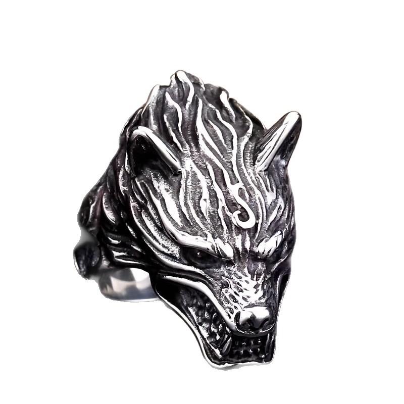 Exaggerated Three-dimensional Wolf Head Ring Hip-hop Youth Fox Ring Motorcycle Gang Ring