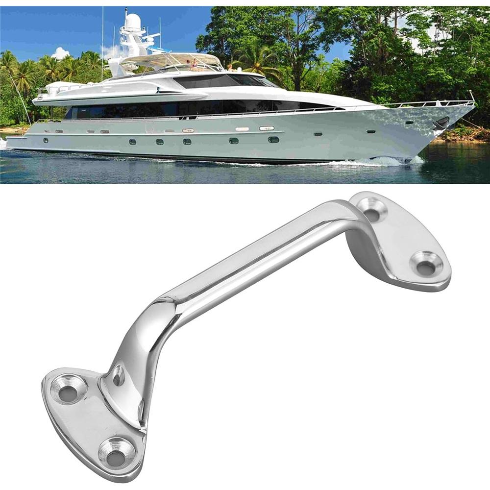  Large 5.81" 316 Stainless Steel Marine Door Handle – Heavy-Duty Mirror Polish – For Yachts, Boats, RVs, Bathrooms – 4-Hole Mount