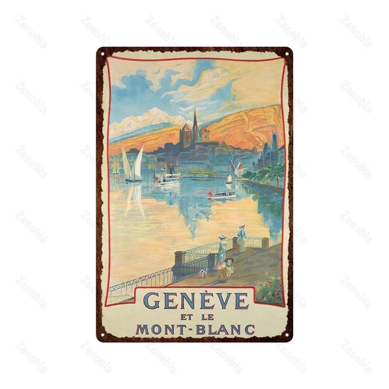 Paris Roma England City Metal Sign Vintage Metal Plaque Travel Tin Poster Scenic Decor for Bar Home Wall Decor Landscape Plat
