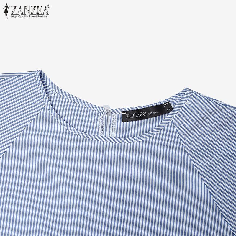 ZANZEA Dámská ležérní halenka s kulatým výstřihem a 3/4 rukávem s volným pruhem