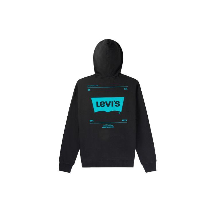 Levis Solid Logo Print Drawstring Hoodie Men hoodies Black 38479-0061