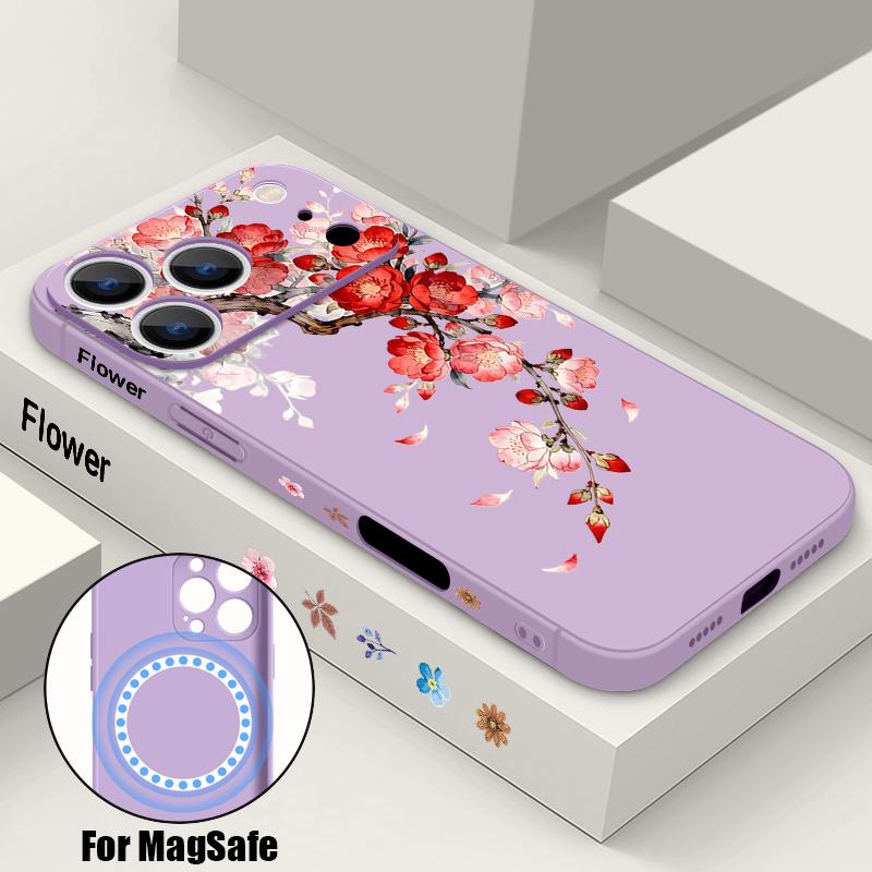 Für iPhone 17 Pro Max Hülle INS Buntes Blumenmuster Magnetisch Für Magsafe Weiche Hülle Für iPhone 16 15 14 13 Pro Max 17E 16E