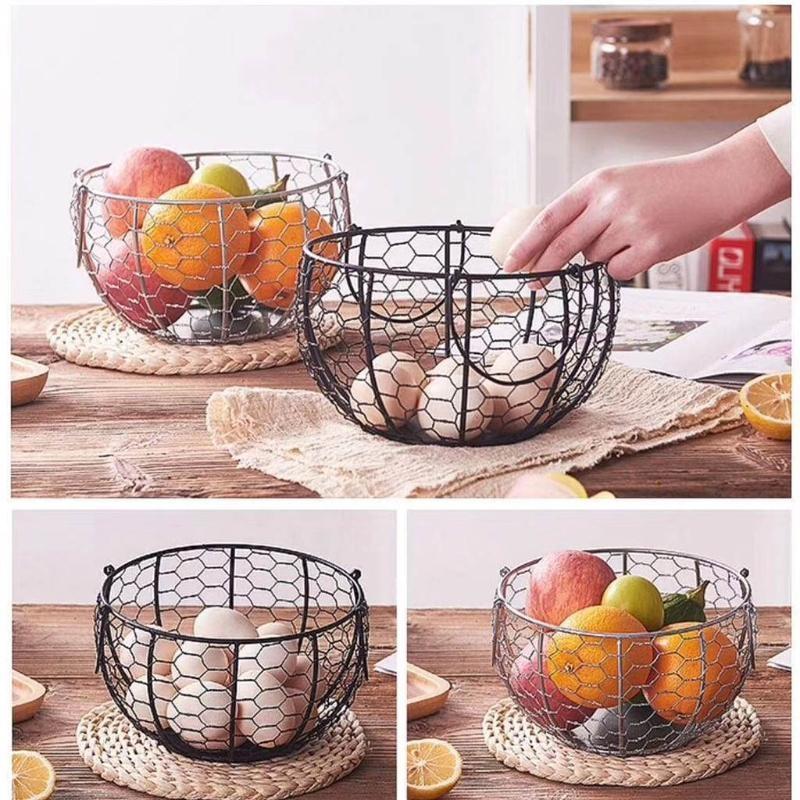 

Kitchen Storage Metal Wire Egg Basket Farm Chicken Cover Egg Holder Organizer Nordic Snack Fruit Container top sale China Mainland