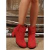 Belt Buckle High-heeled Fashion Boots 2025 Winter New Suede Block-heeled Booties