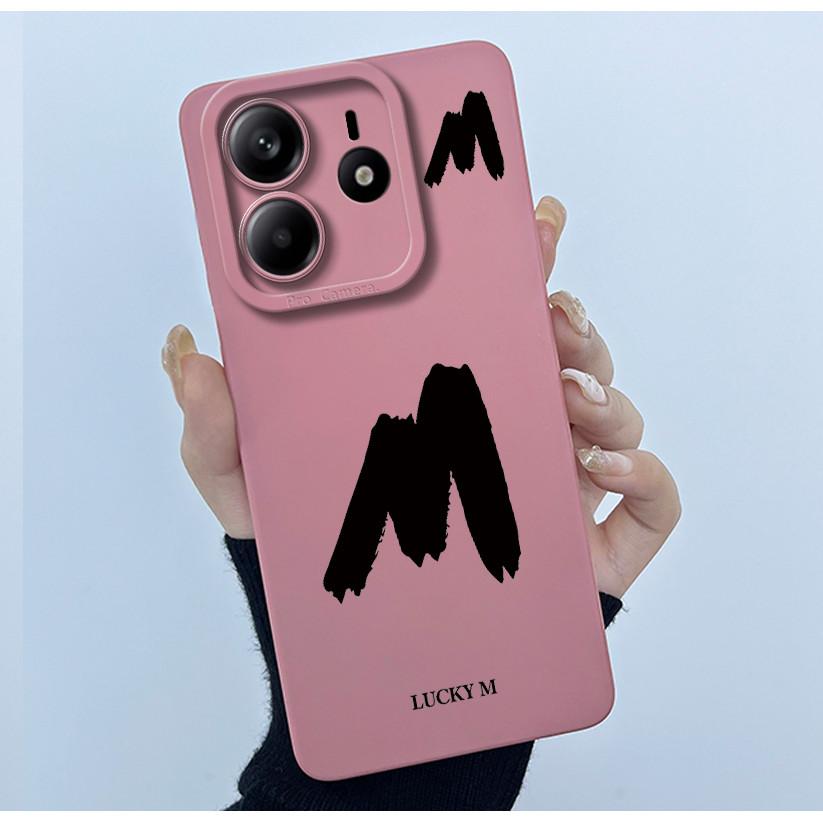 For Xiaomi Redmi Note 14 5G Cover Case Lucky Initial Letter Couple Silicone Soft Matte Phone Bumper for Redmi Note14 5G Casing