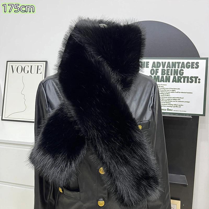 Fake Fur Long Scarf Soft Plush Fur Decor Winter Fluffy Warm Scarf Thick Luxury Wraps Shawl For Women