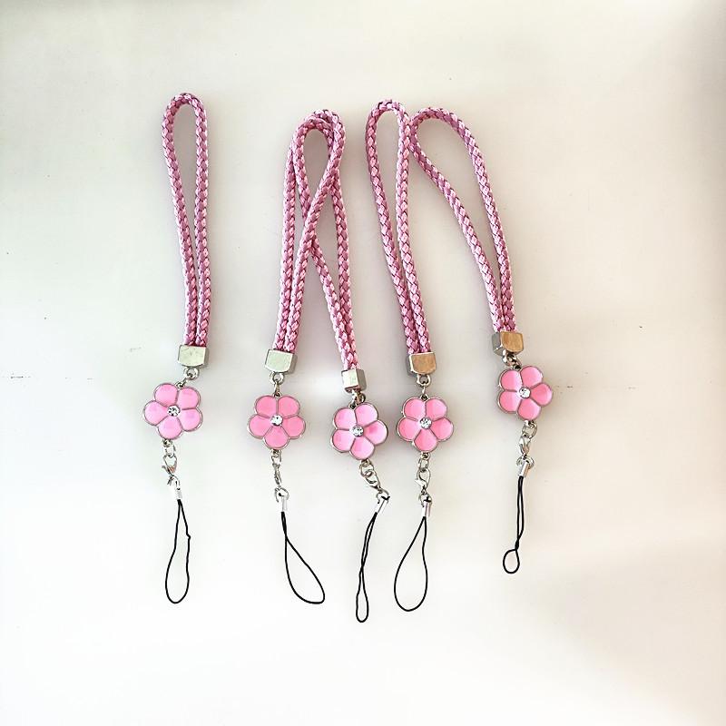 Camellia Clover Nylon Woven Wrist Phone Lanyard Mobile Phone Case Pendant